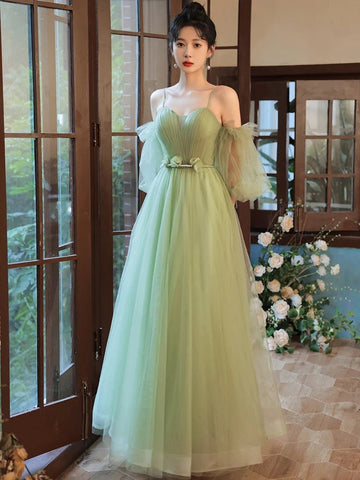 草綠色半袖女孩公主伴娘/宴會派對舞會/舞會長禮服 - WeddLin 輕婚紗