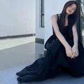 黑色露肩長裙/時尚修身無袖圓領高腰連身裙/春夏新款派對禮服 - WeddLin 輕婚紗
