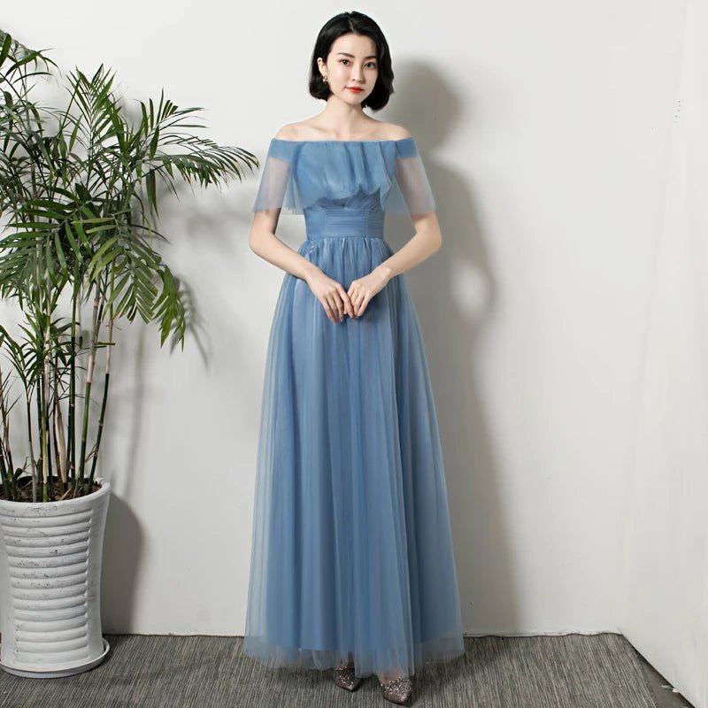 灰藍色長簡約公主伴娘/宴會派對舞會/舞會禮服 - WeddLin 輕婚紗