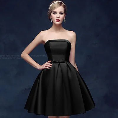 性感無肩帶婚禮伴娘/派對禮服/優雅舞會晚會賓客迷你裙/夏季連身裙 (現貨) - WeddLin 輕婚紗