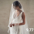 雙層緞邊婚紗頭紗｜教堂長度｜附梳固定｜柔軟義大利紗 - WeddLin 輕婚紗