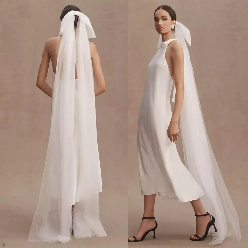 蝴蝶結婚紗頭紗/ 單層長華爾茲裙長頭紗/ 剪裁邊 /新娘配件 - WeddLin 輕婚紗