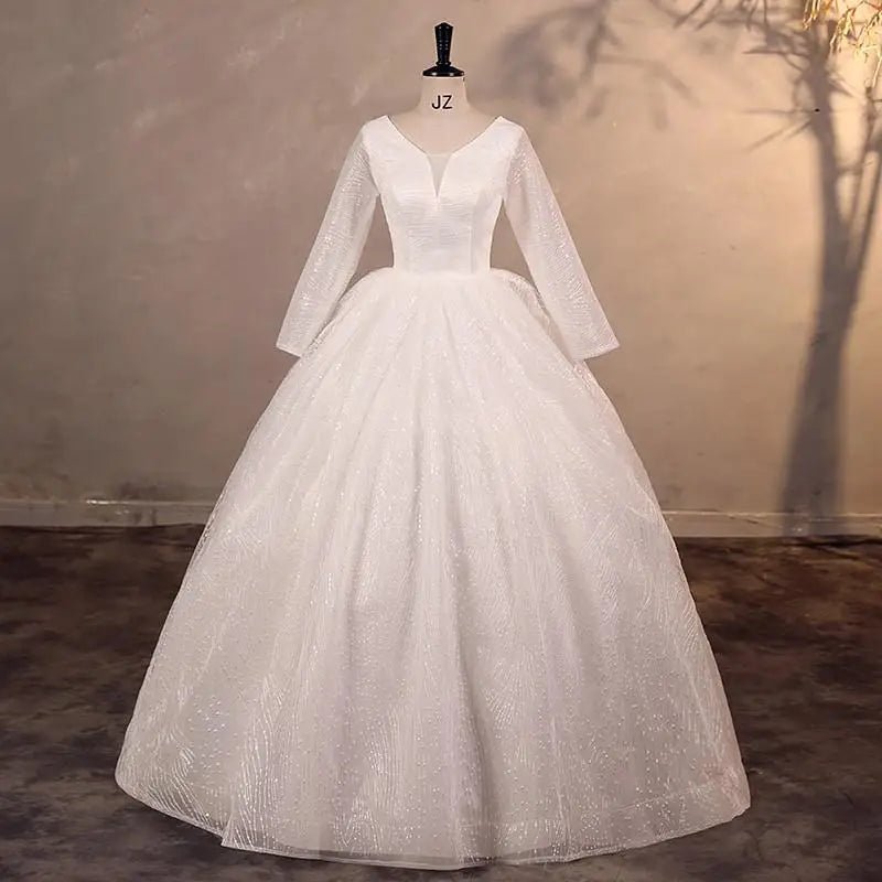 奢華亮片婚紗/經典船領新娘禮服/露肩新娘禮服/新娘禮服訂製 - WeddLin 輕婚紗