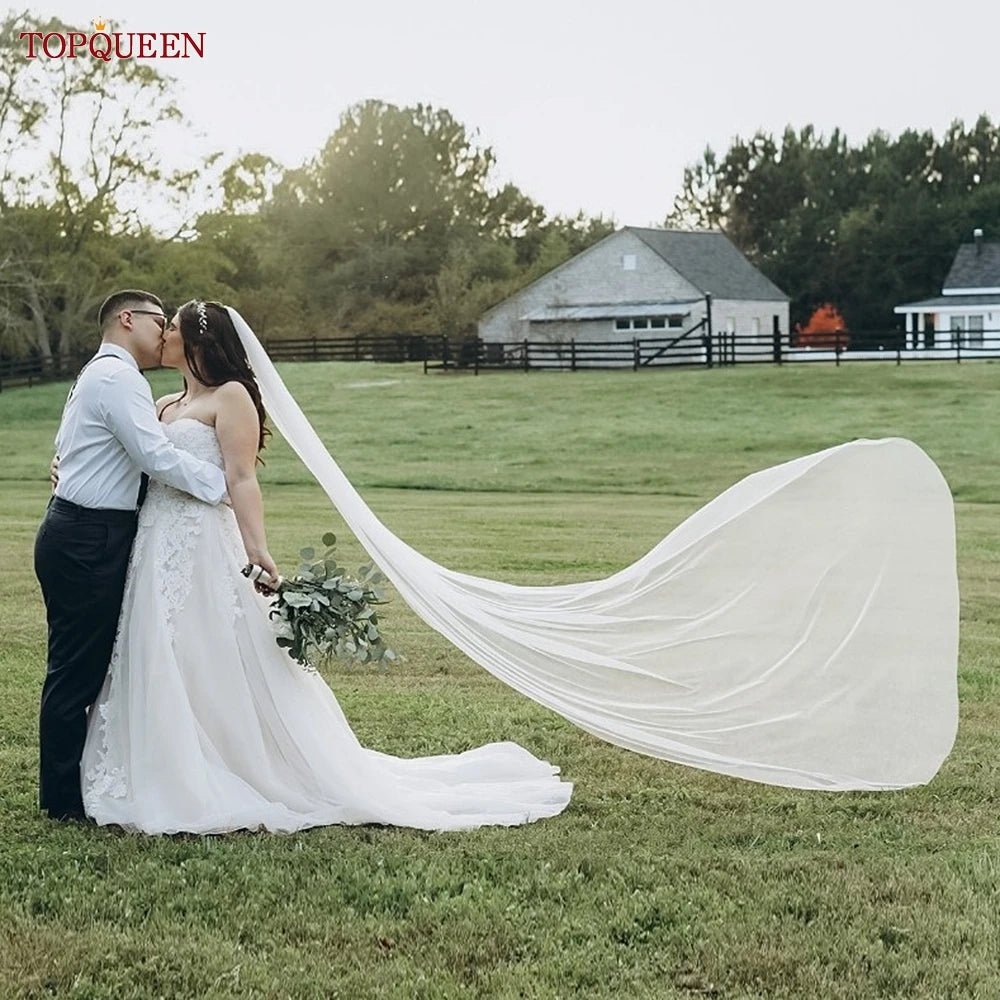 經典新娘婚紗頭紗/單層柔軟婚禮長頭紗/帶梳子婚紗/配件素紗/黑紅色 - WeddLin 輕婚紗