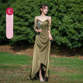 墨綠色緞面長款伴娘禮服｜小型婚禮與海外婚禮適用 - WeddLin 輕婚紗
