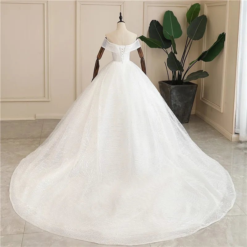 奢華亮片婚紗/經典船領新娘禮服/露肩新娘禮服/新娘禮服訂製 - WeddLin 輕婚紗