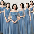 灰藍色長簡約公主伴娘/宴會派對舞會/舞會禮服 - WeddLin 輕婚紗
