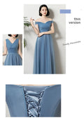 灰藍色長簡約公主伴娘/宴會派對舞會/舞會禮服 - WeddLin 輕婚紗