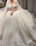 奢華亮片婚紗/經典船領新娘禮服/露肩新娘禮服/新娘禮服訂製 - WeddLin 輕婚紗