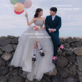 韓系薄紗馬甲禮服 婚禮/攝影/舞會 長款 無肩帶 可訂製 - WeddLin 輕婚紗