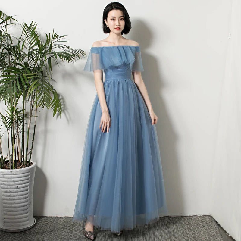 灰藍色長簡約公主伴娘/宴會派對舞會/舞會禮服 - WeddLin 輕婚紗