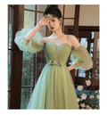 草綠色半袖女孩公主伴娘/宴會派對舞會/舞會長禮服 - WeddLin 輕婚紗