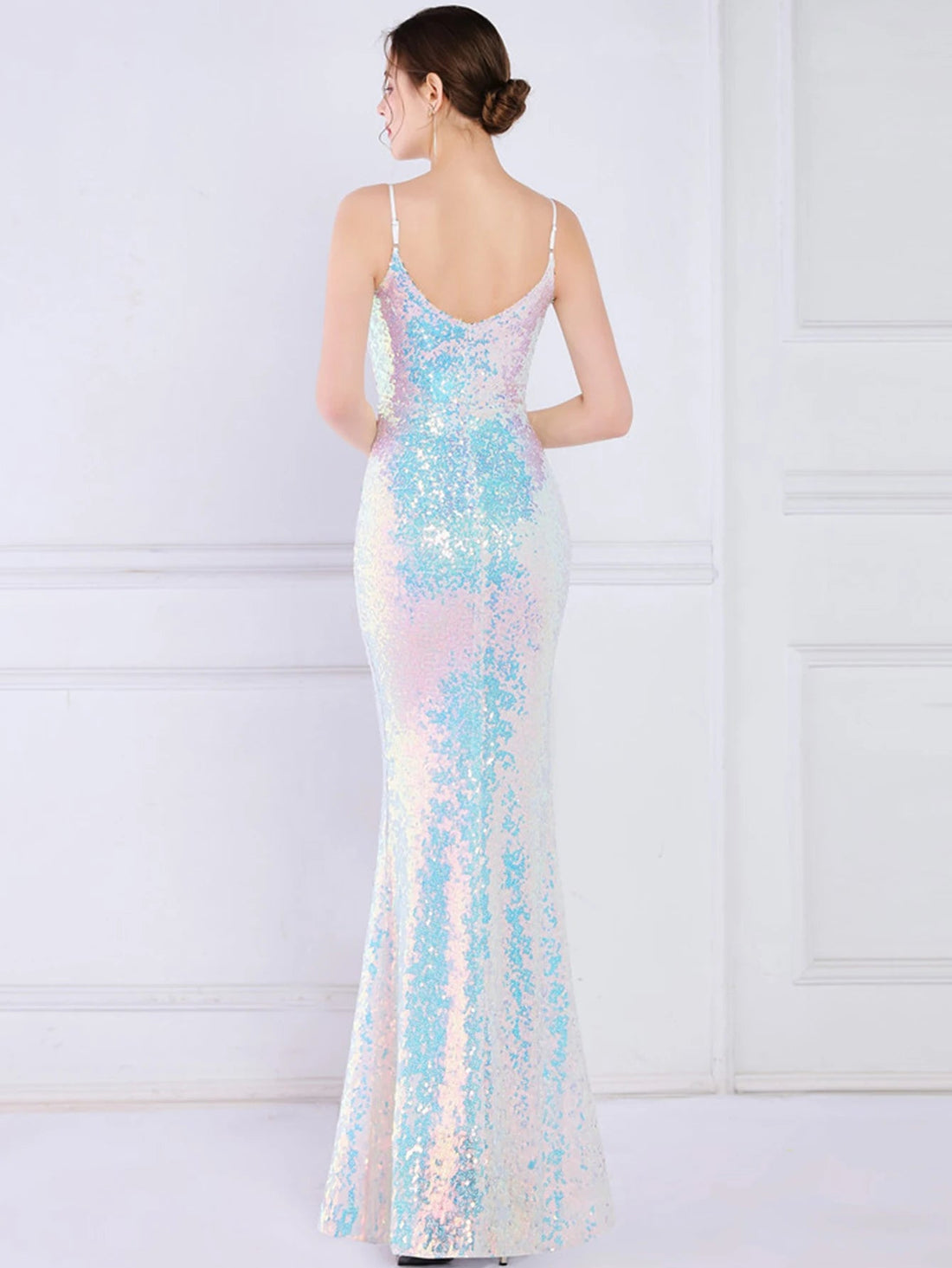 性感黑色吊帶長亮片夏季洋裝/優雅奢華舞會婚禮晚禮服/生日派對長裙 - WeddLin 輕婚紗