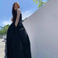 黑色露肩長裙/時尚修身無袖圓領高腰連身裙/春夏新款派對禮服 - WeddLin 輕婚紗