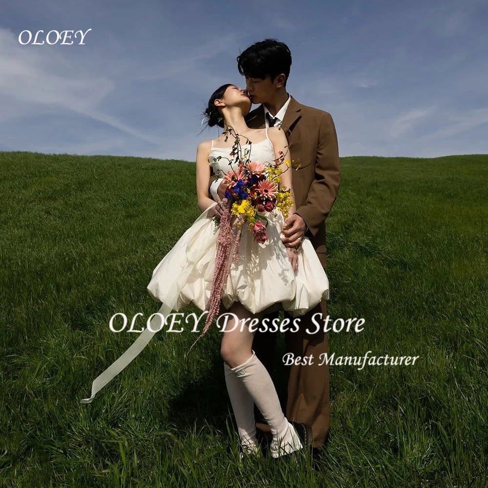 細肩帶短版婚禮派對禮服 可客製新娘短裙 攝影用婚紗 - WeddLin 輕婚紗