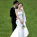 極簡平口緞面蝴蝶結輕婚紗｜依照身形訂製 - WeddLin 輕婚紗