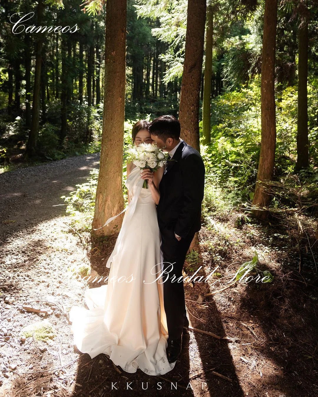 韓國婚紗/單肩訂製正式舞會禮服/修身無袖緞面晚禮服/新娘 - WeddLin 輕婚紗