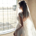 雙層緞邊婚紗頭紗｜教堂長度｜附梳固定｜柔軟義大利紗 - WeddLin 輕婚紗