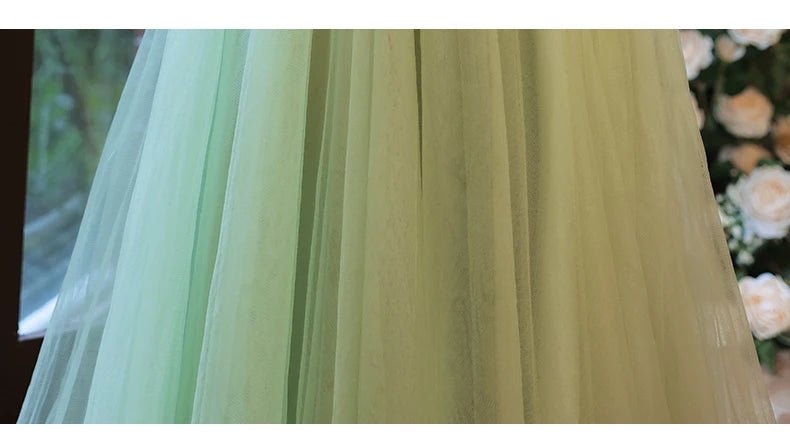 草綠色半袖女孩公主伴娘/宴會派對舞會/舞會長禮服 - WeddLin 輕婚紗