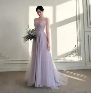 簡約紫色晚禮服/韓國甜心拖尾長舞會禮服/訂製正式派對禮服 - WeddLin 輕婚紗