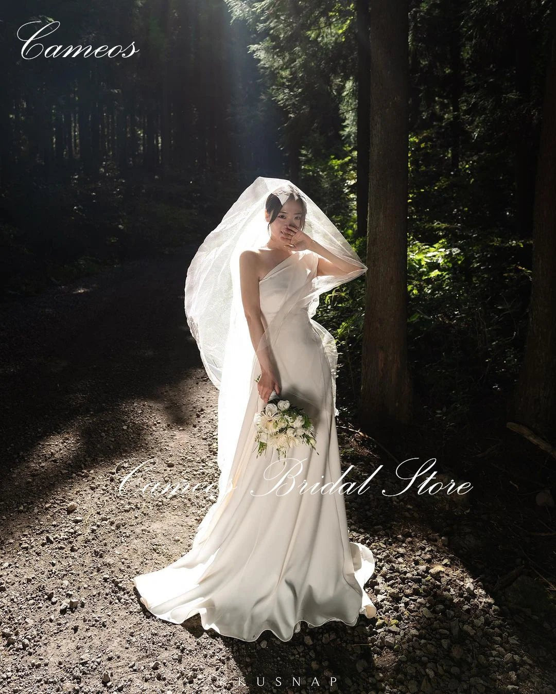 韓國婚紗/單肩訂製正式舞會禮服/修身無袖緞面晚禮服/新娘 - WeddLin 輕婚紗
