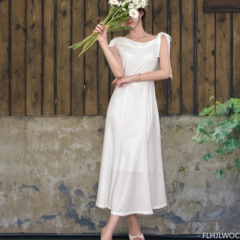 韓系復古 V 領 A - Line 洋裝｜迎賓、登記儀式與約會穿搭 - WeddLin 輕婚紗