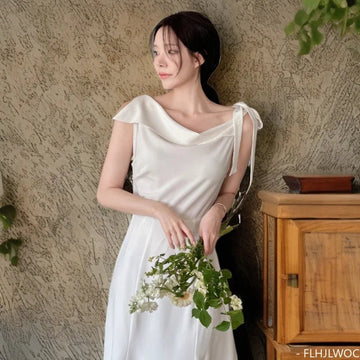 韓系復古 V 領 A - Line 洋裝｜迎賓、登記儀式與約會穿搭 - WeddLin 輕婚紗