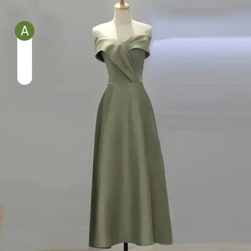 復古 V 領緞面輕禮服｜Weddlin 蝴蝶結收腰 A - Line 伴娘宴客服 (可客製) - WeddLin 輕婚紗