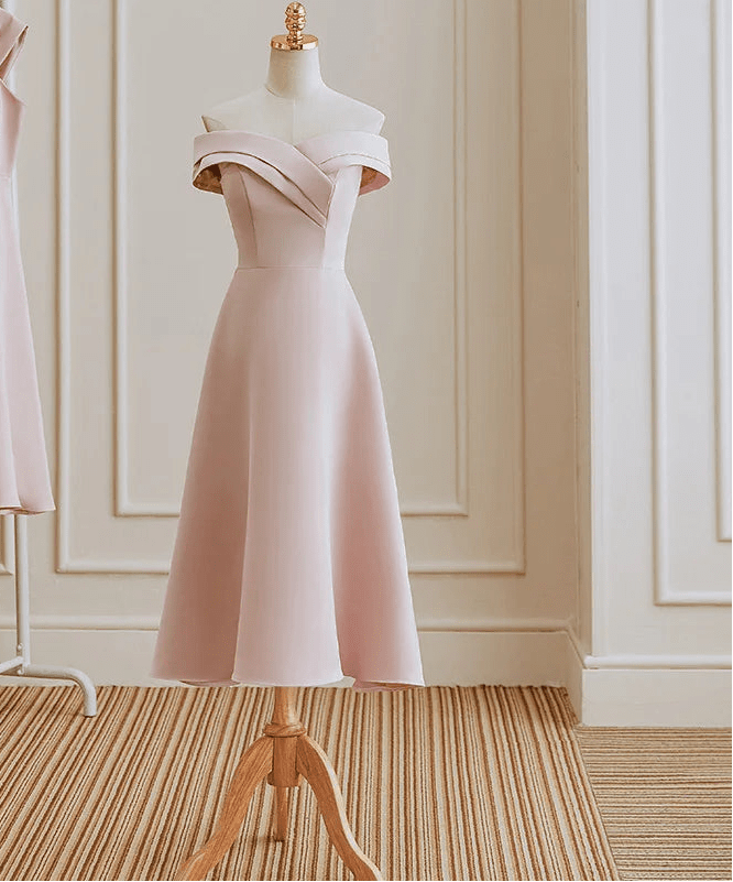 復古 V 領緞面輕禮服｜Weddlin 蝴蝶結收腰 A - Line 伴娘宴客服 (可客製) - WeddLin 輕婚紗