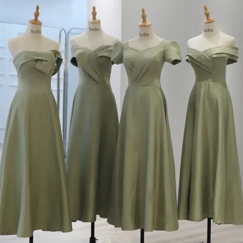 復古 V 領緞面輕禮服｜Weddlin 蝴蝶結收腰 A - Line 伴娘宴客服 (可客製) - WeddLin 輕婚紗