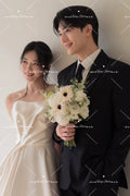 韓系極簡平口絲綢緞面輕婚紗｜weddlin 客製婚紗 - WeddLin 輕婚紗