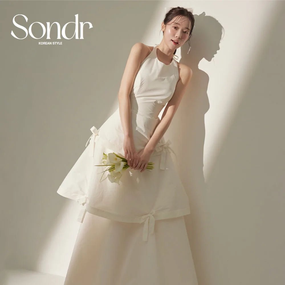 韓系圓領塔夫綢輕婚紗｜復古蛋糕裙擺、量身客製設計｜WeddLin 婚紗 - WeddLin 輕婚紗