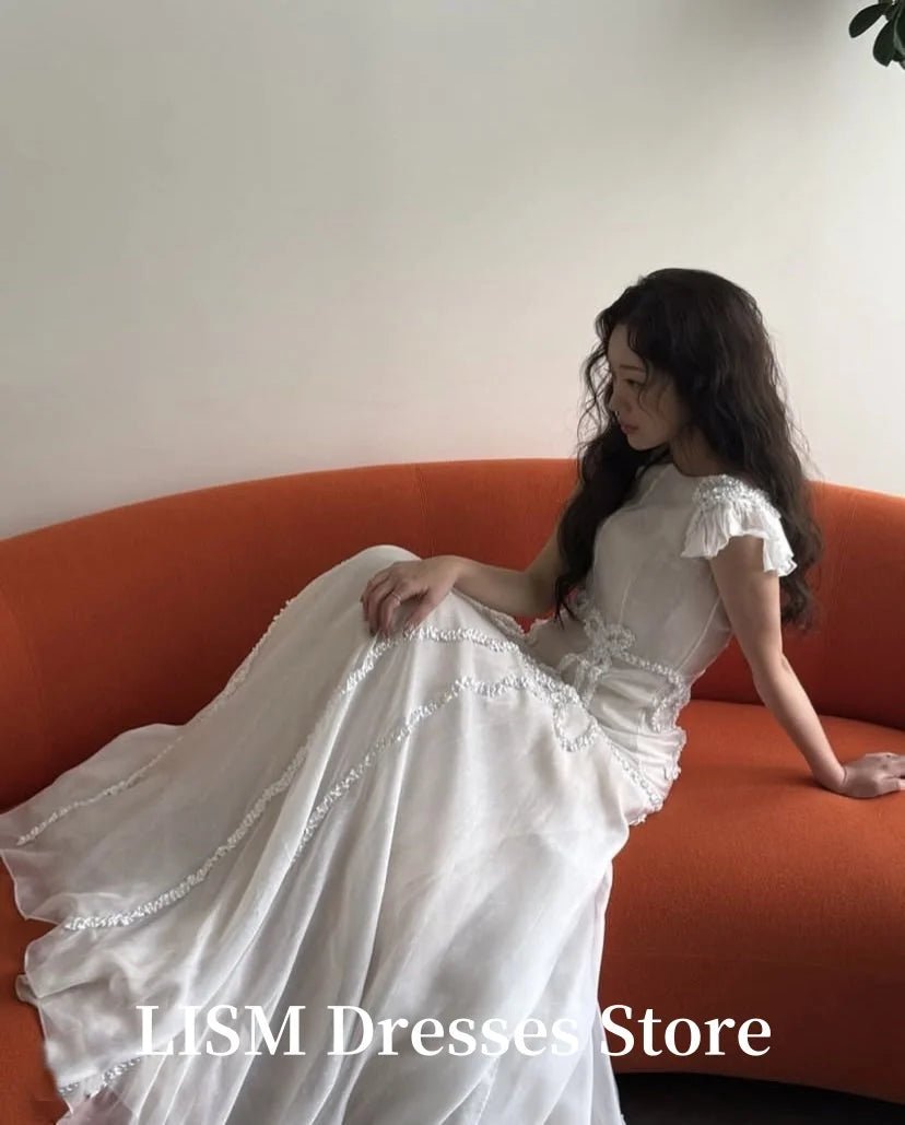 韓系簡約圓領雪紡輕婚紗｜客製量身訂製推薦｜WeddLin - WeddLin 輕婚紗