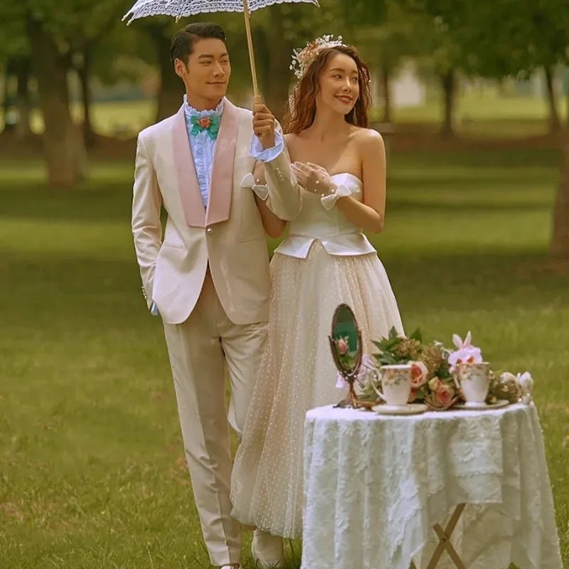 法式復古平口長袖輕婚紗｜韓系簡約客製婚紗｜自助婚紗與外拍推薦 WeddLin - WeddLin 輕婚紗