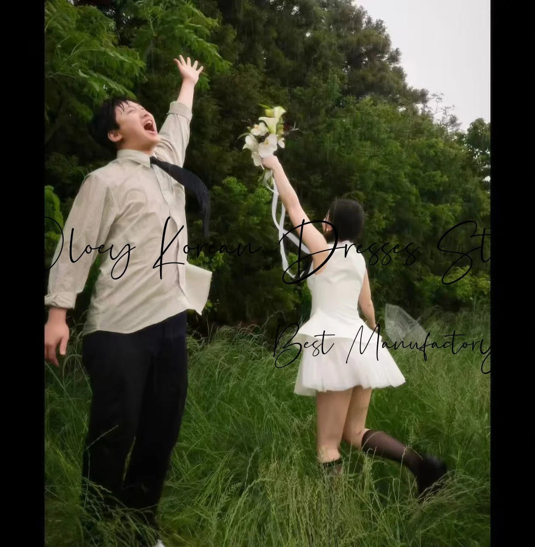 韓系極簡平口蛋糕裙緞面短婚紗｜weddlin 客製婚紗 - WeddLin 輕婚紗