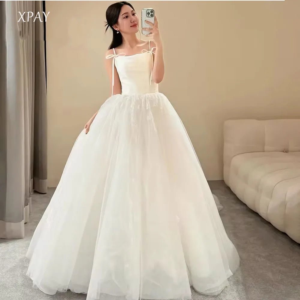 韓系細肩帶方領雪紡輕婚紗｜客製婚紗與海外自助婚紗拍攝推薦 WeddLin - WeddLin 輕婚紗