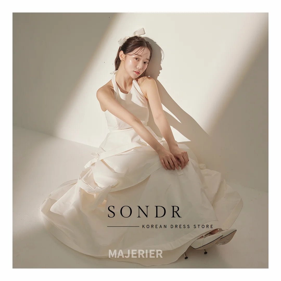 韓系圓領塔夫綢輕婚紗｜復古蛋糕裙擺、量身客製設計｜WeddLin 婚紗 - WeddLin 輕婚紗