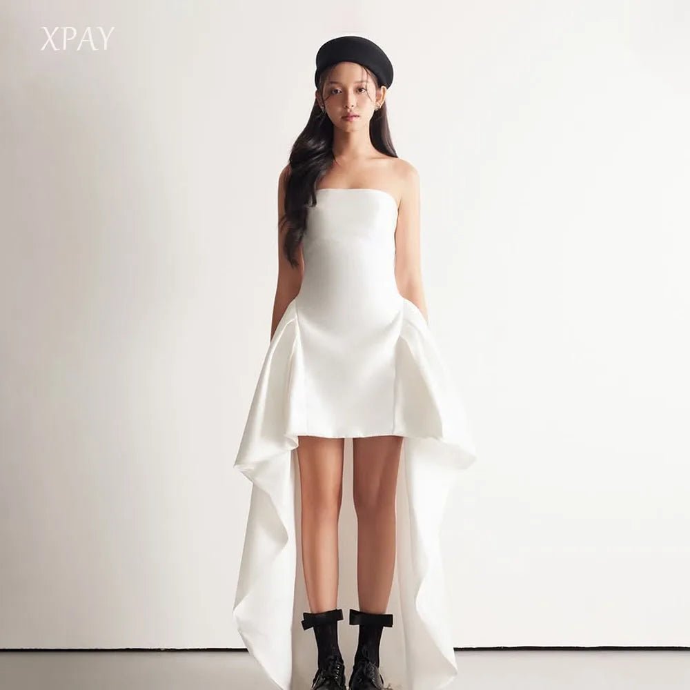 前短後長平口輕婚紗｜韓系簡約客製婚紗｜自助婚紗與外拍推薦 WeddLin - WeddLin 輕婚紗