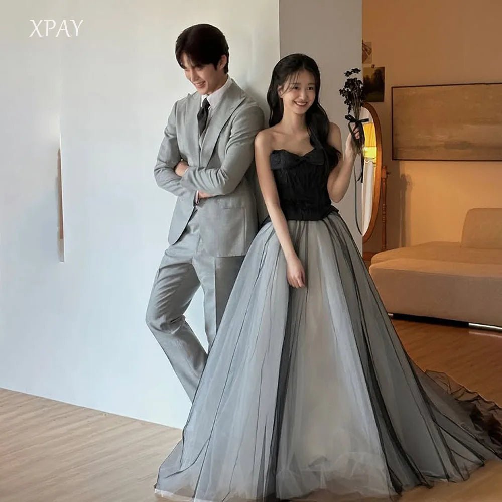 多層次平口黑紗輕婚紗｜WeddLin 客製婚紗 - WeddLin 輕婚紗