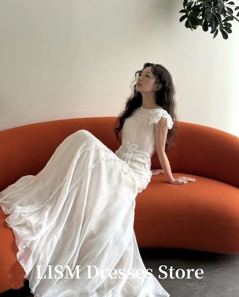 韓系簡約圓領雪紡輕婚紗｜客製量身訂製推薦｜WeddLin - WeddLin 輕婚紗