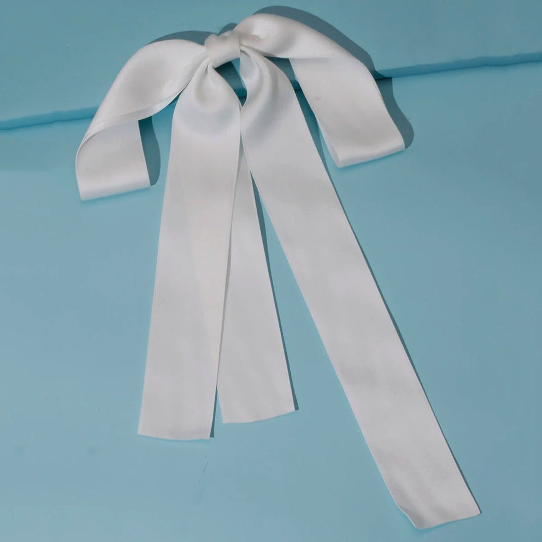 法式純白長緞帶蝴蝶結髮夾｜WeddLin 婚禮配件 - WeddLin 輕婚紗