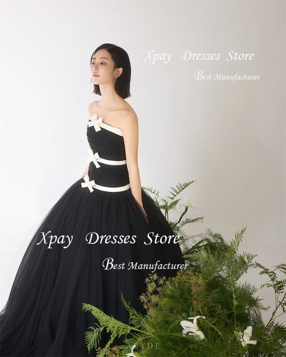 平口黑色網紗輕婚紗｜自助婚紗與海外婚禮拍攝首選｜WeddLin 客製婚紗 - WeddLin 輕婚紗