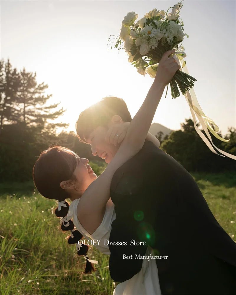 平口短版緞面輕婚紗｜自助婚紗與海外婚禮外拍首選｜WeddLin 客製婚紗 - WeddLin 輕婚紗