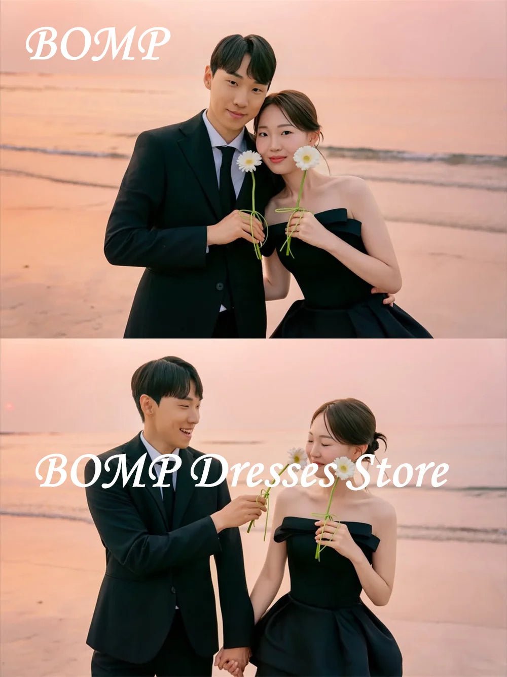 極簡平口緞面黑婚紗｜WeddLin 客製婚紗 - WeddLin 輕婚紗