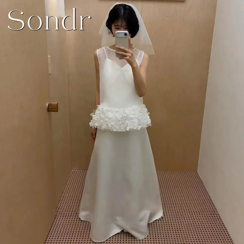 兩件式荷葉邊緞面輕婚紗｜韓版客製婚紗｜小型婚禮與海外婚禮推薦 WeddLin - WeddLin 輕婚紗