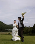韓系極簡象牙白緞面圓領蛋糕裙輕婚紗｜weddlin 客製婚紗 - WeddLin 輕婚紗