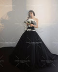 韓系黑色網紗平口蝴蝶結禮服｜weddlin 客製婚紗 - WeddLin 輕婚紗