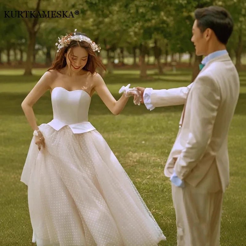 法式復古平口長袖輕婚紗｜韓系簡約客製婚紗｜自助婚紗與外拍推薦 WeddLin - WeddLin 輕婚紗