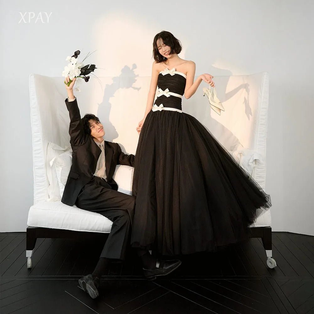 平口黑色網紗輕婚紗｜自助婚紗與海外婚禮拍攝首選｜WeddLin 客製婚紗 - WeddLin 輕婚紗