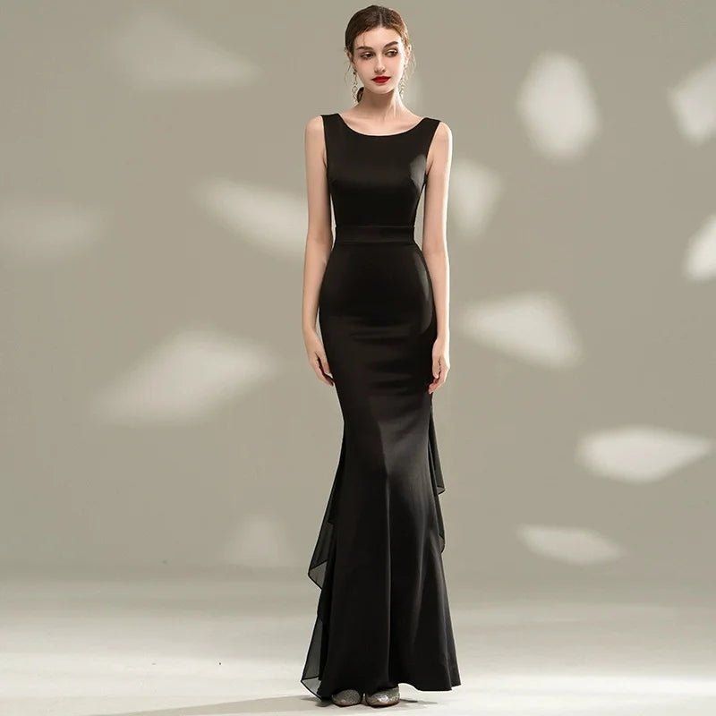 簡約露背緞面魚尾晚禮服｜性感修身宴會服與正式禮服｜WeddLin - WeddLin 輕婚紗